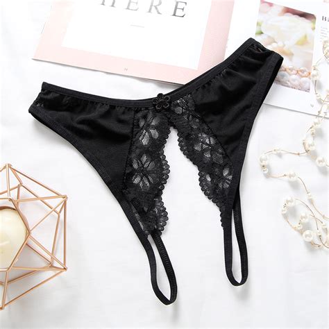 Women Sexy Lace Open Crotch Split Briefs Thong Micro Panties Shorts Tangas Lingerie Underwears