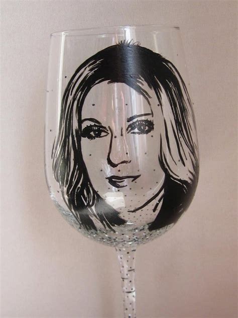 Hand Painted Wine Glass Celine Dion Etsy Painted Wine Glass Hand