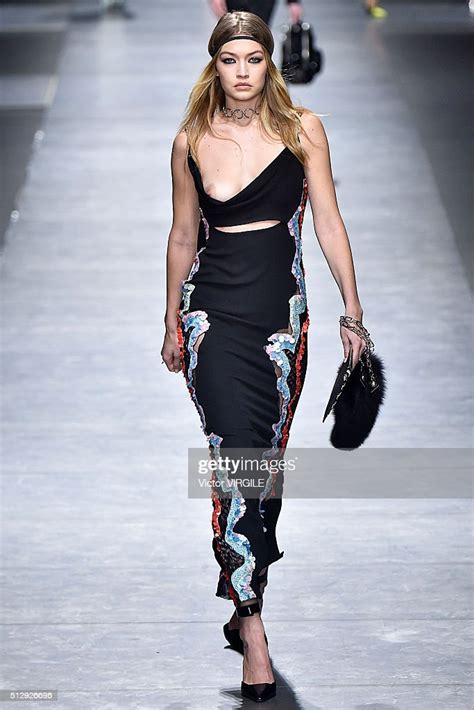Gigi Hadid Walks The Runway At The Versace Fashion Show During Milan
