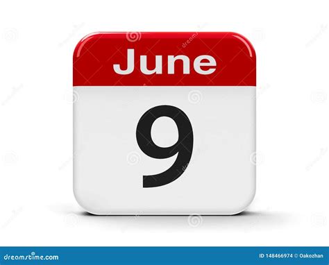 9th June Calendar Stock Illustration Illustration Of Button 148466974