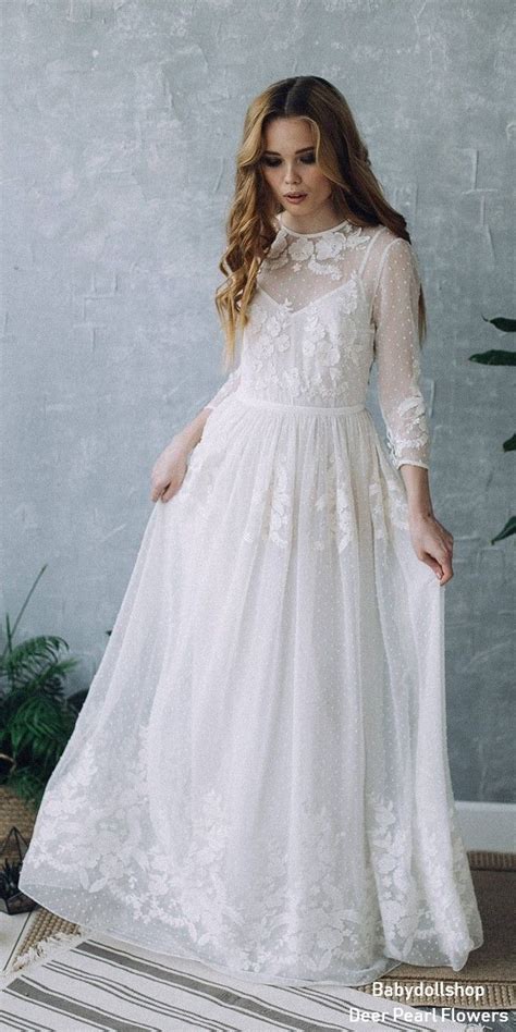 Shop david's bridal bohemian bridal gowns available in short & long lengths today! Vintage Boho Lace Wedding Dress D0101 4 | Trendy wedding ...
