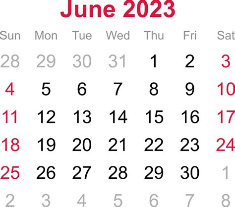 June 2023 Calendar Png Transparent Images Free Download