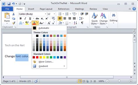 Change Selected Text Color In Word Passlaround