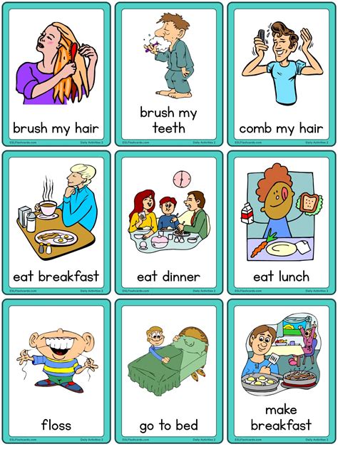 Daily Routines Actions Flash Cards Flashcards Printable Flash Images
