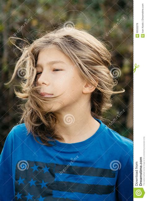 Boy With Long Hair Stock Photo Image Of Long Contact