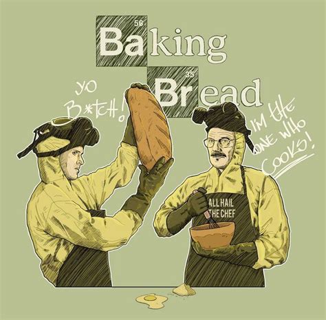 Two Men With Aprons Holding Bread In Front Of A Green Background That Says Baking Bread