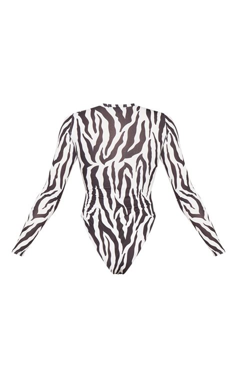 tall white zebra long sleeve bodysuit tall prettylittlething aus