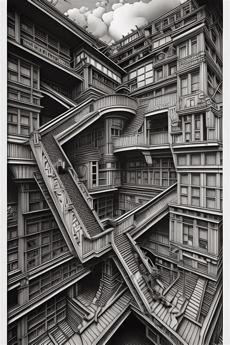 Droste Effect Mc Escher Stairs 8k Graphic · Creative Fabrica