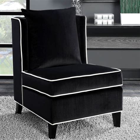 Shop Living Room Black Velvet Accent Chair With White
