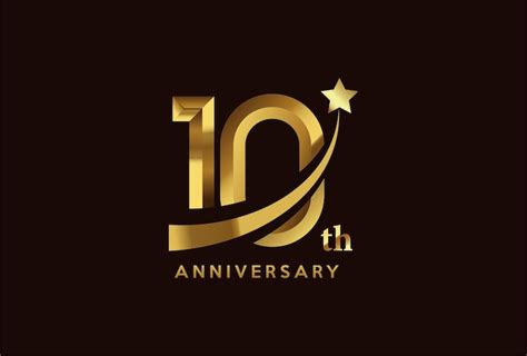 Premium Vector Golden 10 Year Anniversary Celebration Logo Design