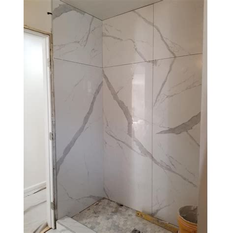 Calacatta White Quartz Shower Wall Panel White