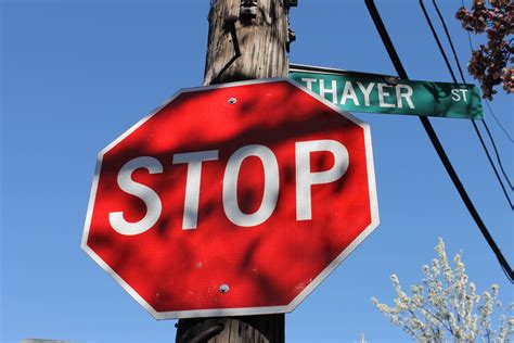 Stop Sign In Providence Rhode Island At Thayer Street By Brown University