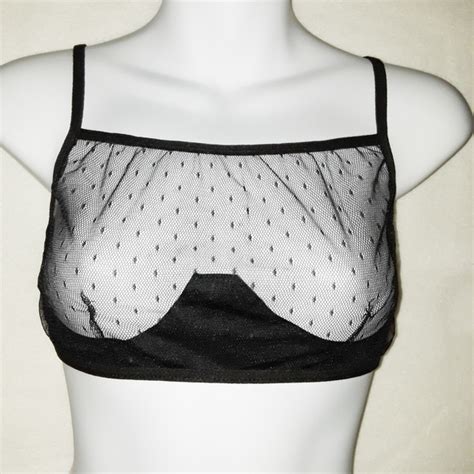 Intimates Sleepwear Black Sheer Polka Dot Mesh Strappy Lingerie Set