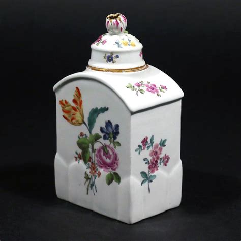 Meissen Porcelain Botanical Tea Caddy Or Tea Canister Circa 1760 Bada