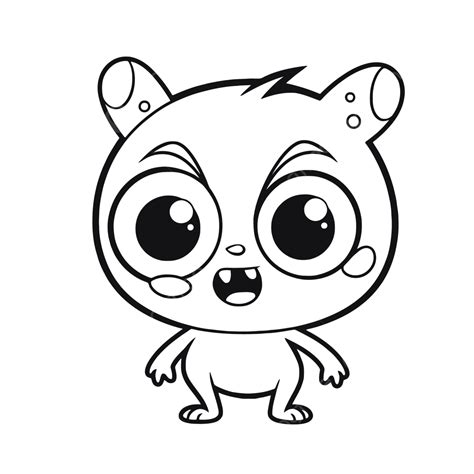 Cute Cartoon Drawing With A Scary Face Outline Sketch Vector Mean