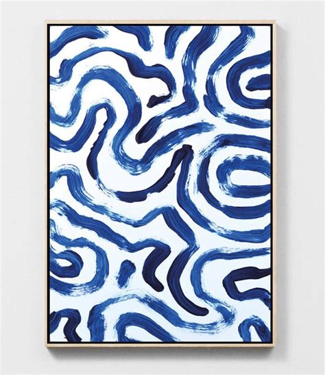 Abstract Printable Art Navy Blue Brush Strokes Modern Art Etsy