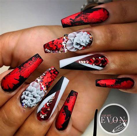 red and black long nail designs atika nanda