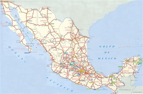 Large Detailed Road And Highways Map Of Mexico Mexico Large Detailed