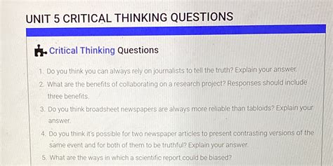 Solved Unit 5 Critical Thinking Questions Critical Thinking Questions