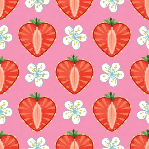 Heart Of Strawberry Berries And Hearts In Seamless Pattern Stock Vector