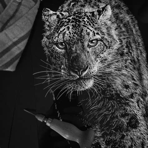 Sérigraphie Snow Leopard Gravure Dart De Lartiste Phillip Janta