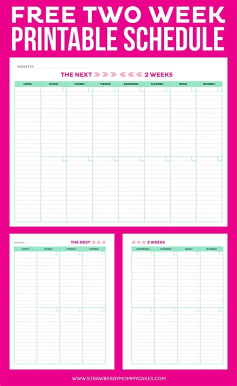 Two Week Schedule Template Example Calendar Printable Blank Two Week