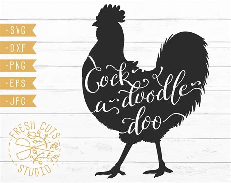 Rooster Cock A Doodle Doo Svg Chicken Silhouette Instant Etsy