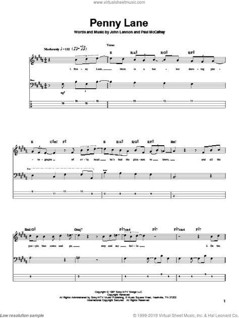Understanding how to play your guitar can sound like a challenging undertaking for newbies. Beatles - Penny Lane sheet music for bass (tablature) (bass guitar)