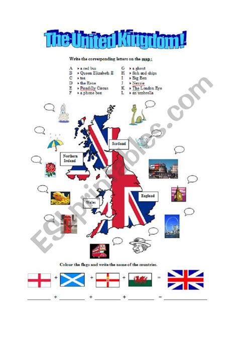 British Map And Symbols Esl Worksheet By Annevaleriemiche