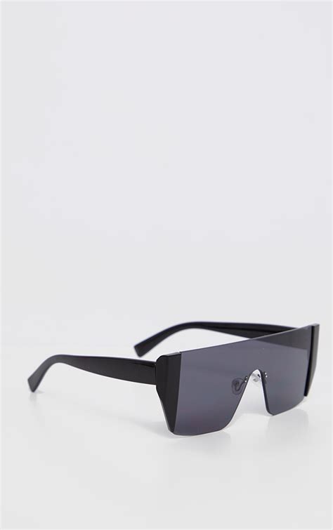 Black Frameless Oversized Sunglasses Prettylittlething Usa