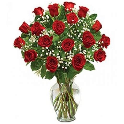18 Red Roses Glass Vase