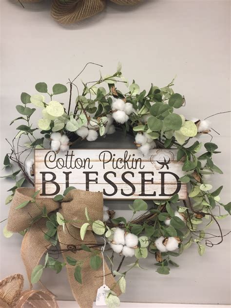 32818 45 Cotton Picken Blessed Wreath Floral Wreath Crafts