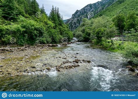 Treska River In The Western Part Of North Macedonia Below Matka Canyon