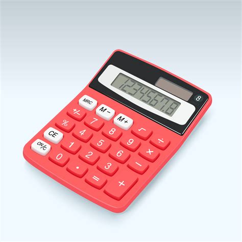 Realistic Red Calculator Vector Icon Isolated On White Background