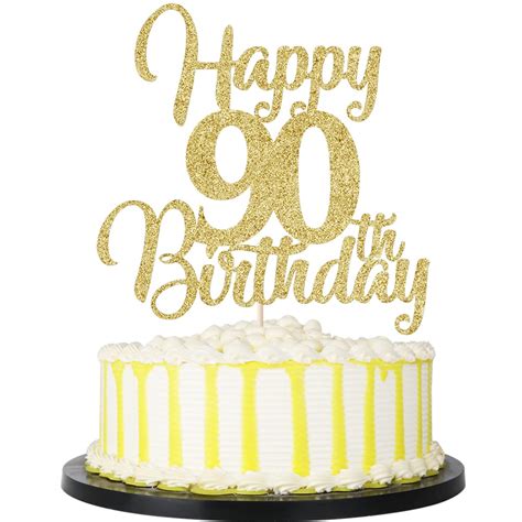 Buy Palasasa Gold Happy 90th Birthday Cake Topper 90th Anniversary
