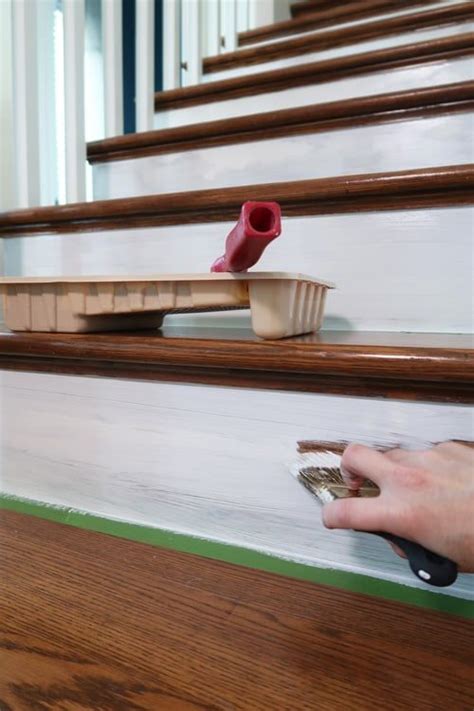 How To Prep And Paint Stained Stairs White Painted Stair Risers
