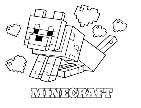 Darmowe kolorowanki dla dzieci do druku online. Minecraft kolorowanka do druku. Pies i serca ...