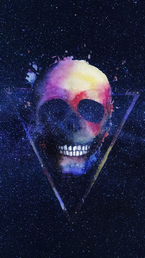 Download Wallpaper 1440x2560 Skull Starry Sky Triangle