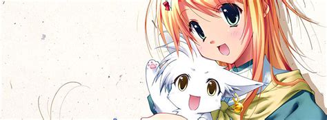 Anime Girl With Cat Facebook Cover