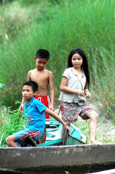 Children Along The Mekong River Laos Mekong People Laos South