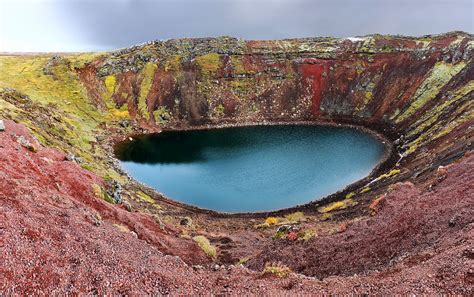 Kerid Crater Lake In Icelands Golden Circle Is A Nearly Neon Blue Lake