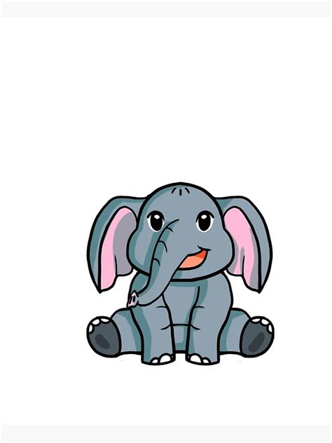 Cute Chibi Vigor Elephant Sitting Posing Poster By Cutebabymissi0n