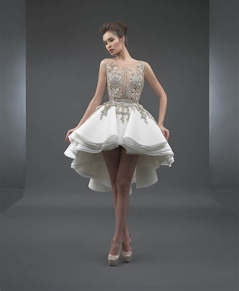 White 2018 Elegant Cocktail Dresses A Line Scoop Short Front Long Back