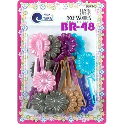 Girls Self Hinge Plastic Flower Hair Barrettes 18 Pieces Selection