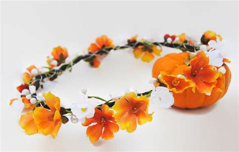 Fall Wedding Crown Orange Bridal Headpiece Fall Flower Crown