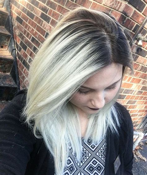 Platinum Blonde With Shadow Root Gold Hair Dye Gold Hair Colors Brown