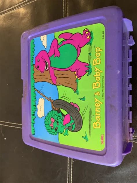 Vintage Barney And Baby Bop Plastic Thermos Lunch Box 1992 The Lyons