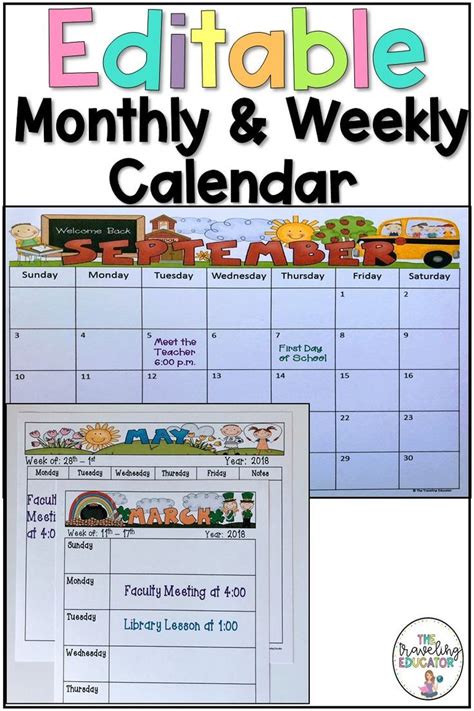 2023 2024 Editable Monthly Calendars Printable Monthly And Weekly