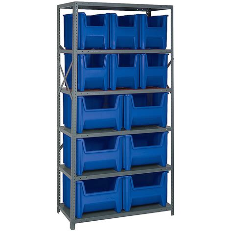Storage Shelf 12 Bin In Plastic Storage Bins