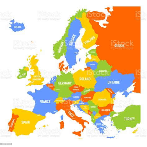 Renkli Avrupa Haritası Stok Vektör Sanatı And 4 Rakamı‘nin Daha Fazla